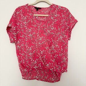 Banana Republic Factory Floral Print Short Sleeve Top Womens Extra Small XS Pink